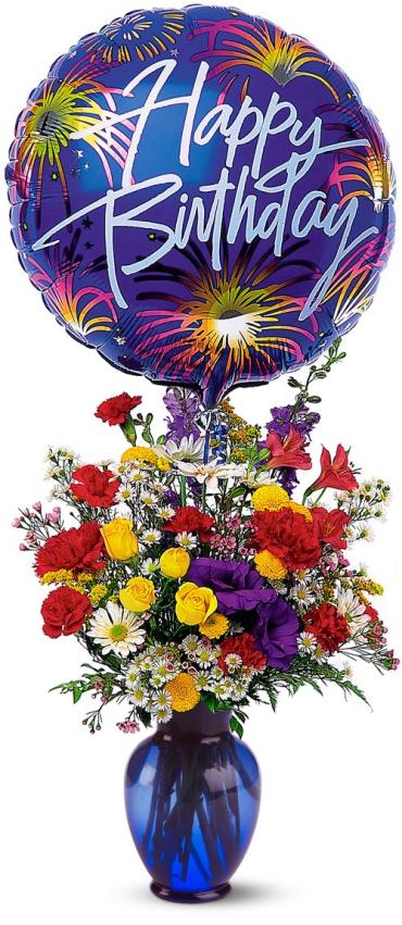 Festive Birthday Bouquet (Clear Vase)